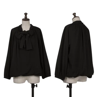 tricot COMME des GARCONS Angola Blend Ribbon Gathered Neck Top