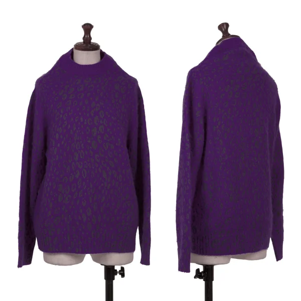 tricot COMME des GARCONS Dyed Leopard Print Knit Sweater Purple S-M K-163287_001