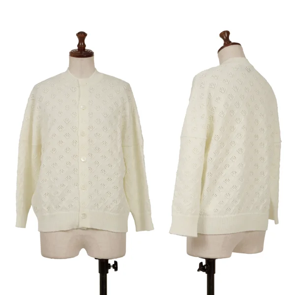 tricot COMME des GARCONS Wool Openwork Knit Cardigan Ivory M K-163288_001