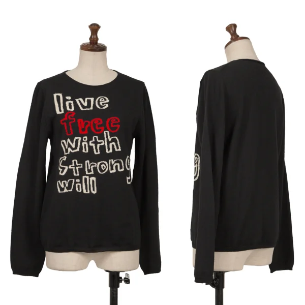 COMME des GARCONS Wool Message Knit Black M K-163291_001