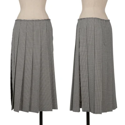 COMME des GARCONS Wool Side Cutting Houndstooth Pleats Skirt