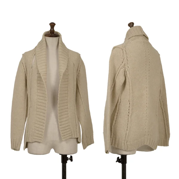 tricot COMME des GARCONS Hole Design Buttonless Knit Cardigan Beige S-M K-163299_001