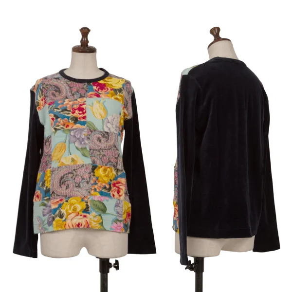 tricot COMME des GARCONS Floral Patchwork Velour Top Multi-Color S-M K-163303_001