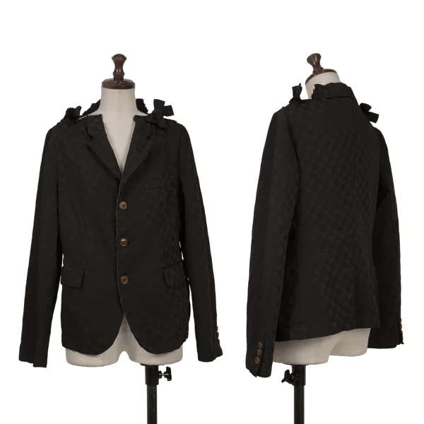 COMME des GARCONS Poly Geometric Jacquard Cutting Neck Jacket Black S K-163307_001