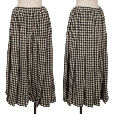 BLACK COMME des GARCONS Wool Blend Box Pleated Check Skirt
