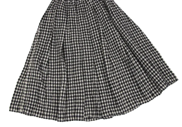 BLACK COMME des GARCONS Wool Blend Box Pleated Check Skirt K-163323_007