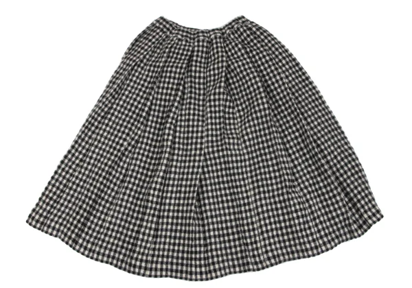 BLACK COMME des GARCONS Wool Blend Box Pleated Check Skirt K-163323_009