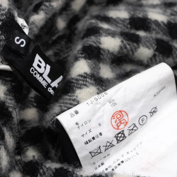 BLACK COMME des GARCONS Wool Blend Box Pleated Check Skirt K-163323_013