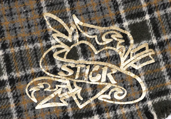 JUNYA WATANABE COMME des GARCONS Tattoo Printed Check Fringe Scarf K-163325_004