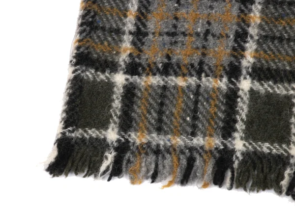 JUNYA WATANABE COMME des GARCONS Tattoo Printed Check Fringe Scarf K-163325_005
