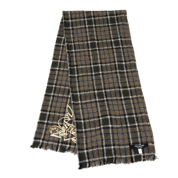 JUNYA WATANABE COMME des GARCONS Tattoo Printed Check Fringe Scarf K-163325_006