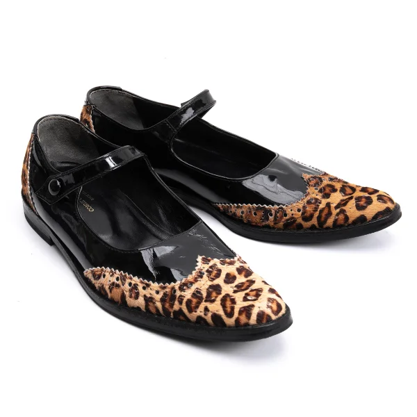 tricot COMME des GARCONS Leopard Unborn Calf Leather Pumps Black 22.5 (US About 5.5) K-163327_001