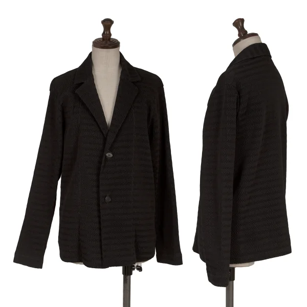ISSEY MIYAKE Stripe Pleated Jacket Black 2 K-163330_001