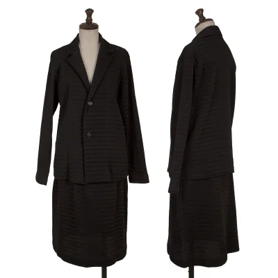 ISSEY MIYAKE Stripe Pleated Jacket & Skirt