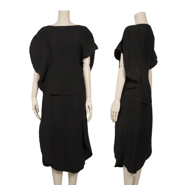 イッセイミヤケISSEY MIYAKE サークルデザインプリーツスカート 黒2 K-163337_011