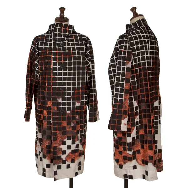 ISSEY MIYAKE Block Paste Graphic Shirt Jacket White,Black,Brown 2 K-163342_001