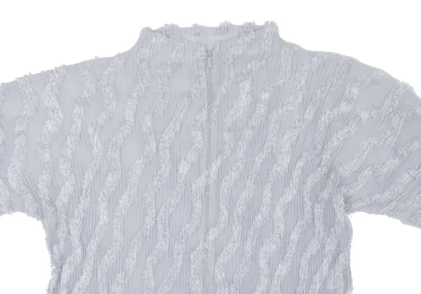 ISSEY MIYAKE Diagonal Pile Sheer Pleated Zip Blouson K-163347_003
