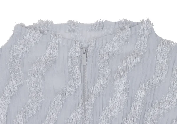 ISSEY MIYAKE Diagonal Pile Sheer Pleated Zip Blouson K-163347_004