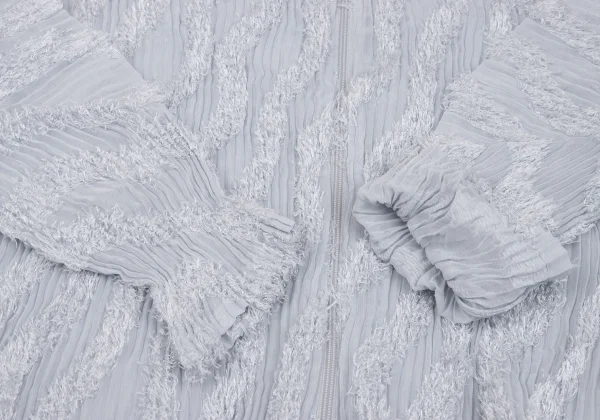 ISSEY MIYAKE Diagonal Pile Sheer Pleated Zip Blouson K-163347_006