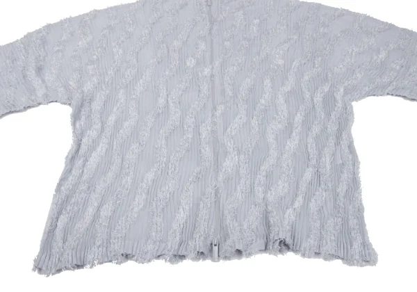 ISSEY MIYAKE Diagonal Pile Sheer Pleated Zip Blouson K-163347_007