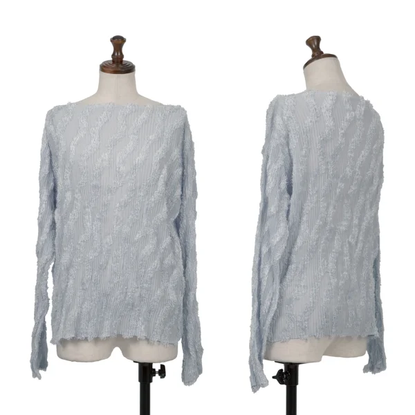 ISSEY MIYAKE Bias Pile See-through Pleats Top Blue Grey 2 K-163348_001