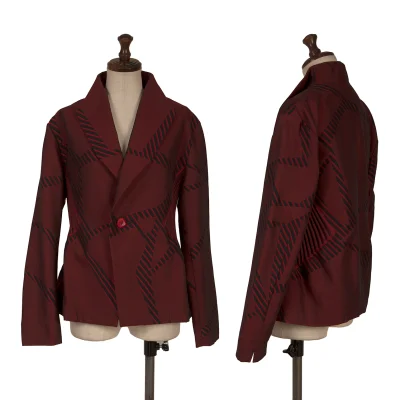 ISSEY MIYAKE Geometric Weave Side Pleats Switching Jacket