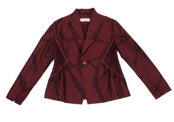 ISSEY MIYAKE Geometric Weave Side Pleats Switching Jacket K-163354_002