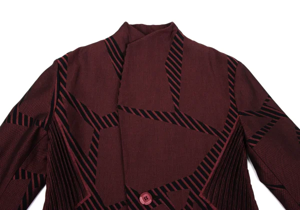 ISSEY MIYAKE Geometric Weave Side Pleats Switching Jacket K-163354_005