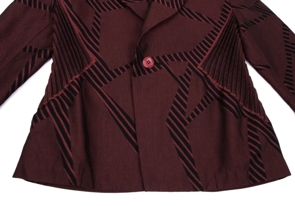 ISSEY MIYAKE Geometric Weave Side Pleats Switching Jacket K-163354_009