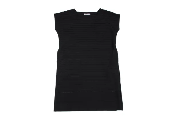 ISSEY MIYAKE Striped Weave Cutting Design Square Neck Dress K-163358_002