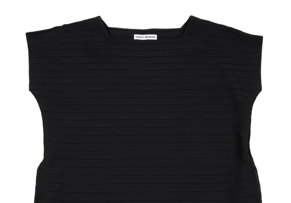 ISSEY MIYAKE Striped Weave Cutting Design Square Neck Dress K-163358_003
