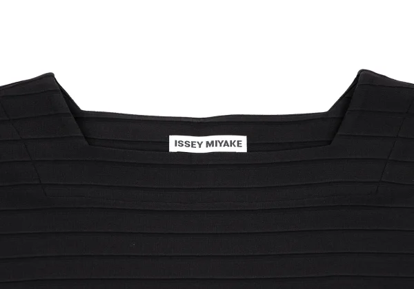 ISSEY MIYAKE Striped Weave Cutting Design Square Neck Dress K-163358_004