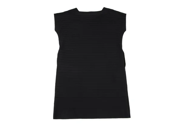 ISSEY MIYAKE Striped Weave Cutting Design Square Neck Dress K-163358_010