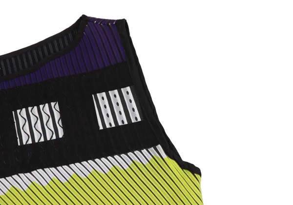 ISSEY MIYAKE Pleated Geometric Print Sleeveless Dress K-163364_006