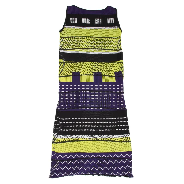 ISSEY MIYAKE Pleated Geometric Print Sleeveless Dress K-163364_009