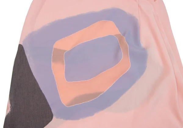 ISSEY MIYAKE Sheer Square Printed Drape Design Sleeveless Dress K-163365_009