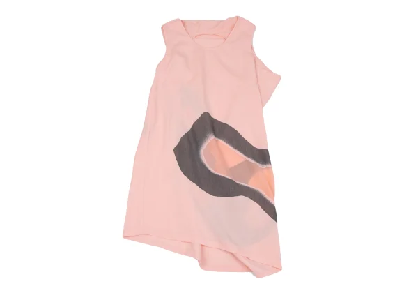 ISSEY MIYAKE Sheer Square Printed Drape Design Sleeveless Dress K-163365_012