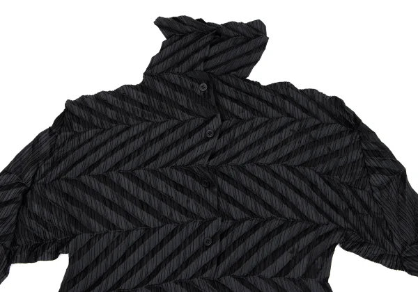 ISSEY MIYAKE Zigzag Pleated Long Sleeve Shirt K-163367_003
