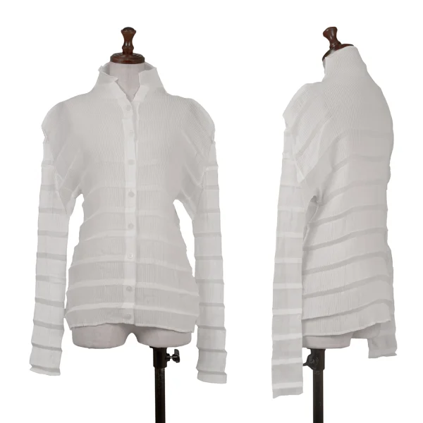 ISSEY MIYAKE Pleats See-through Shirt White 2 K-163368_001