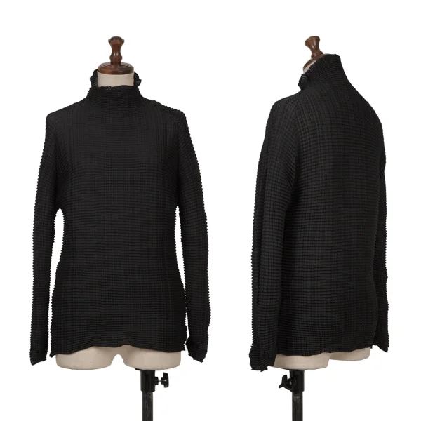 ISSEY MIYAKE Pleated Mock Neck T-shirt Black 2 K-163371_001