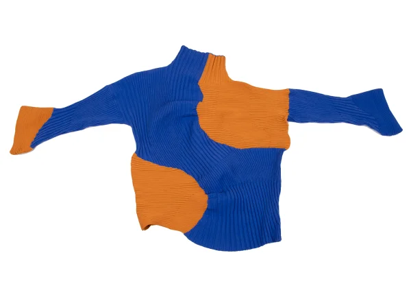 ISSEY MIYAKE Bicolor Wave Ribbed Knit Sweater K-163373_002