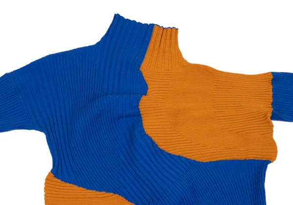 ISSEY MIYAKE Bicolor Wave Ribbed Knit Sweater K-163373_003