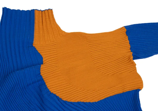 ISSEY MIYAKE Bicolor Wave Ribbed Knit Sweater K-163373_005