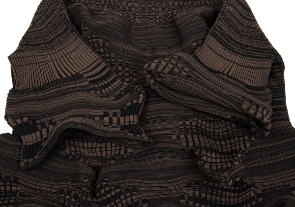 ISSEY MIYAKE Geometric Wave Knit Short Sleeve Sweater K-163374_006