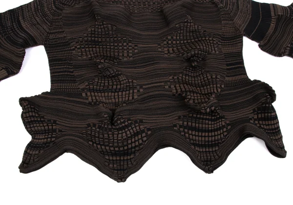ISSEY MIYAKE Geometric Wave Knit Short Sleeve Sweater K-163374_007