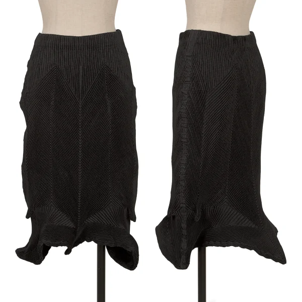 ISSEY MIYAKE 3D Steam Stretch Pleated Deformation Skirt Black 2 K-163378_001