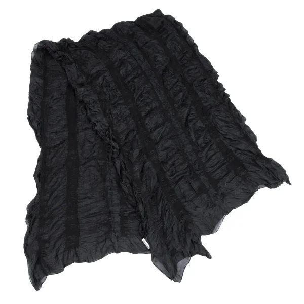 ISSEY MIYAKE Striped Sheer Large Stole Black Free K-163385_001