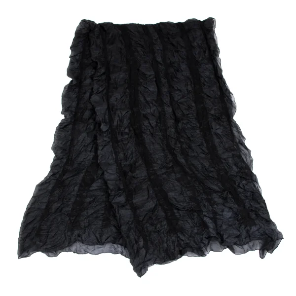 Unbranded Striped Sheer Large Stole Black Free K-163386_001