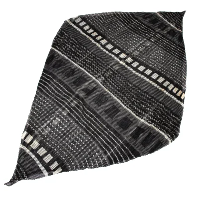 Unbranded Geometric Printed Sheer Diamond Pleated Large Stole