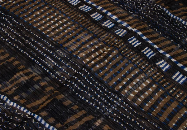 Unbranded Geometric Printed Sheer Diamond Pleated Large Stole K-163393_002